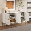 Sideboard 162x40x80 cm in Weiß mit geometrischem Muster und goldenen Griffen – modernes Design Bild 4