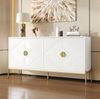 Sideboard 162x40x80 cm in Weiß mit geometrischem Muster und goldenen Griffen – modernes Design Bild 2