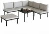 Outsunny Sitzgruppe mit 2 Sitzer Gartensofa, 2 Stühle, Eckstuhl, Lamell-Tisch, Fußhocker, (Gartenlounge Set, 6-tlg, Lounge Gartenmöbel Set), Hellgrau Bild 2