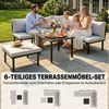 Outsunny Sitzgruppe mit 2 Sitzer Gartensofa, 2 Stühle, Eckstuhl, Lamell-Tisch, Fußhocker, (Gartenlounge Set, 6-tlg, Lounge Gartenmöbel Set), Hellgrau Bild 4