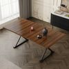 Esstisch, 180 cm lang x 90 cm breit x 75 cm hoch, moderner Stil, robust und langlebig, Metallbeine, bietet Platz für 6-8 Personen, schlichter moderner Stil, Walnussholzfarbe + Schwarz. Bild 5