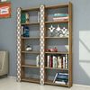 Dmora Bücherregal Vele, Büroregal, Mobiler Buchhalter, Bücherbrett, 125x24h170 cm, Walnuss und Weiß Bild 2