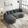 Schlafsofa in Grau, Chenille-Modulsofa mit extra tiefer Chaiselongue und breiten Armlehnen,67x252x164 cm Bild 3