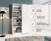 Schwebetürenschrank >Fred< in Weiß - 125x195.5x38cm (BxHxT) Bild 5