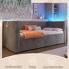 Schlafsofa Tagesbett Daybed 90x200 cm Samt mit LED-Beleuchtung (App) & Hydraulik-Stauraum in Grau Bild 5