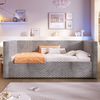 Schlafsofa Tagesbett Daybed 90x200 cm Samt mit LED-Beleuchtung (App) & Hydraulik-Stauraum in Grau Bild 4
