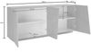 Dmora Kommode Apollo, 4-türiges Küchen-Sideboard, Wohnzimmer-Buffet, 100 % Made in Italy, 200 x 43 x 86 cm, glänzendes Weiß, Bild 3