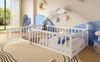 Kinderbett 90×190 cm im Hausdesign mit Rausfallschutz Weiß, ohne Matratze Bild 2