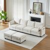 6-Sitzer Wohnlandschaft H 87.6 x T 289.6 x B 141 cm aus Chenille mit Schlaffunktion, Stauraum und modularem Aufbau Bild 4