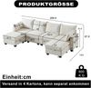 6-Sitzer Wohnlandschaft H 87.6 x T 289.6 x B 141 cm aus Chenille mit Schlaffunktion, Stauraum und modularem Aufbau Bild 5