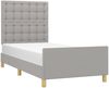Einzelbett mit Kopfteil Stoff Hellgrau 90x200 cm Bild 3