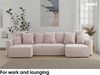 MEBLINI Schlafcouch mit Bettkasten - 312x142x73cm - Creme Cordstoff - DAVE - Ecksofa mit Schlaffunktion - Sofa mit Relaxfunktion und Kopfstützen - Couch U-Form - Eckcouch - Wohnlandschaft Bild 3