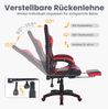 360°-Drehbare Ergonomische Rennsport-Design-Gaming-Stuhl Leder Hochlehnsbürostuhl,Höhenverstellbarer Arbeitsstuhl mit Fußstütze Kopfstütze und Lendenstütze für Büro und Gaming,Leder,Schwarz&Rot, Bild 3