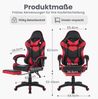 360°-Drehbare Ergonomische Rennsport-Design-Gaming-Stuhl Leder Hochlehnsbürostuhl,Höhenverstellbarer Arbeitsstuhl mit Fußstütze Kopfstütze und Lendenstütze für Büro und Gaming,Leder,Schwarz&Rot, Bild 5