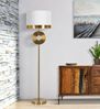 Dmora Stehlampe Telero, Bodenlicht, Lampe, Stehleuchte, 40x40 h151 cm, Weiß und Gold Bild 2