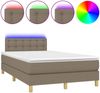 vidaXL Boxspringbett mit Matratze & LED Stoff Taupe 120x200 cm, Härtegrad: H2 [3134025] Bild 2