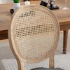 Esszimmerstuhl im französischen Stil mit Rattanlehne in Grau, Leinen, 59,5 x 49 x 95 cm Bild 2