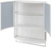 Wandhängeschrank mit Bogenfront & Spiegel, 2 Türen, weiß, 60x22,5x80 cm Bild 5