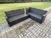Fimous Rattan Ecksofa Gartenmöbel Set mit 2 kleine Fußhockern Rechteckiger Couchtisch 2 Sesseln mit Kissen Dunkelgrau gemischt Bild 3