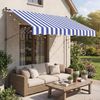 SONGMICS Klemmmarkise höhenverstellbar, Balkonmarkise mit Handkurbel, für Terrasse, Garten, 300 x 120 cm, blau-weiß Bild 3