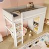 Bett 90x200 cm Hochbett mit Kleiderschrank und Staufach – stabiles Kinderhochbett aus Kiefernholz, weiß Bild 2