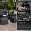 STEELSØN 'Noctura' Polyrattan 6-tlg. Gartenlounge, Sitzgruppe aus Sofa, Tisch, 2x Sessel, 2x Sitzhocker, schwarz/anthrazit, wetterfest, für 6 Personen Bild 3