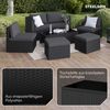 STEELSØN 'Noctura' Polyrattan 6-tlg. Gartenlounge, Sitzgruppe aus Sofa, Tisch, 2x Sessel, 2x Sitzhocker, schwarz/anthrazit, wetterfest, für 6 Personen Bild 2