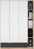 Kleiderschrank 138cm, in weiß mit Eiche und graphit, TIMARU-131 Bild 3