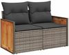 vidaXL 5-tlg. Garten-Sofagarnitur mit Kissen Grau Poly Rattan Akazie 3327658 Bild 4