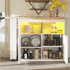Mobiler Bartisch 135-205x39x100 cm mit LED, Rollen & Glasfront, 360° drehbar, weiß Bild 3