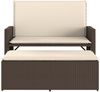 vidaXL Gartenbank mit Kissen und Hocker Braun Poly Rattan 368408 Bild 5