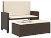 vidaXL Gartenbank mit Kissen und Hocker Braun Poly Rattan 368408 Bild 4
