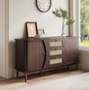 Sideboard 140,5x76x40 cm – Rattankommode mit Schiebetüren und verstellbaren Böden Bild 5