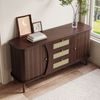 Sideboard 140,5x76x40 cm – Rattankommode mit Schiebetüren und verstellbaren Böden Bild 4