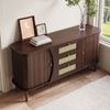 Sideboard 140,5x76x40 cm – Rattankommode mit Schiebetüren und verstellbaren Böden Bild 4