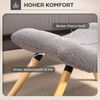 Polsterhocker Mit Berberfleece & Buchenholzbeinen - Sitzhocker Fußstütze Übergroß Ergonomisch Hellgrau Bild 4