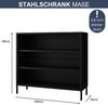 Metall Kommode offen LUCA - 4 Ebenen, Industrie-Design | Metallregal klein Standregal Stahl Büro Wohnzimmer Arbeitszimmer, 90x100x35cm Schwarz Bild 2