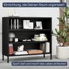 Metall Kommode offen LUCA - 4 Ebenen, Industrie-Design | Metallregal klein Standregal Stahl Büro Wohnzimmer Arbeitszimmer, 90x100x35cm Schwarz Bild 3