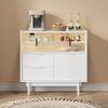 Sideboard mit Glasschiebetüren & LED-Lichtleiste, 80×35×80, Weiß Bild 2