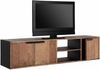 TV Board Cosmo aus Teakholz, modern hängend, natur, 165 cm, mit 3 Türen und 2 Fächern Bild 2