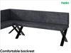 MEBLINI Eckbank für Esszimmer mit ausziehbarem Tisch - Küchenbank - Essecke - Sitzecke Küche - TONI - X-Beine 142x196x87cm Links - Dunkelgrau Samt/B Schwarz Hochgl. Bild 5
