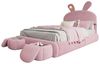 OKWISH Kinderbett Funktionsbett Stauraumbett Polsterbett (hydraulisches Bett, Hasenohren mit einstellbarer Helligkeit warmfarbenen Lichtstreifen, Stauraum unter dem Bett, mit zwei Aufbewahrungshockern), ohne Matratze Bild 4