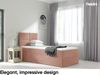 MEBLINI Kinderbett mit Bettkasten MINO 3 90x200 Rechts – H3/Rosa Samt Gepolstert Einzelbett mit Matratze - Polsterbett mit Stauraum - Bett mit Kopfteil – Stauraumbett Bild 2