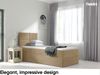 MEBLINI Kinderbett mit Bettkasten MINO 3 90x200 Links – H3/Hellbraun Samt Gepolstert Einzelbett mit Matratze - Polsterbett mit Stauraum - Bett mit Kopfteil – Stauraumbett Bild 2