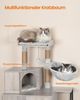 Kratzbaum mit Katzenklo-Schrank, Katzenschrank, 4-in-1 Modernes Katzenhaus mit Großer Plattform, Katzenhaus mit Sisal-Kratzmatte, Pfosten, Treppe und Pompom, Waschbare Kissen, Greige Bild 3
