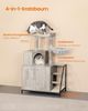 Kratzbaum mit Katzenklo-Schrank, Katzenschrank, 4-in-1 Modernes Katzenhaus mit Großer Plattform, Katzenhaus mit Sisal-Kratzmatte, Pfosten, Treppe und Pompom, Waschbare Kissen, Greige Bild 4