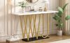 Sideboard 120x29,5x80 cm, Marmoroptik-Tischplatte, MDF & Metalll, goldene Beine,Weiß und Golden Bild 3