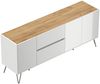 Sideboard Yako 180cm 2 SoftClose 3 Türen Weiß/Eiche Top : Weiss hochglanz / Oak Gold Bild 5