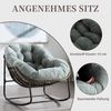 SeedWave Schaukelstuhl Übergrößen mit Handgewebtem Rattan, 15cm Kordstoff Gepolstertem Kissen, Eiförmiger Schaukelsessel mit rutschfester Basis, Stahlgestell Bild 2