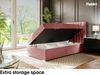 MEBLINI Boxspringbett DALIA 90x200 cm mit Bettkasten - H3/Rosa Samt Gepolstert Einzelbett mit Topper & Taschenfederkern-Matratze - 90x200 Links Bild 5